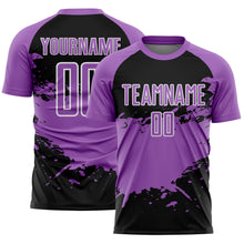 Charger l'image dans la galerie, Custom Medium Purple Black-White Splash Color Block Sublimation Soccer Uniform Jersey