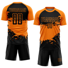 Charger l'image dans la galerie, Custom Bay Orange-Black Splash Color Block Sublimation Soccer Uniform Jersey