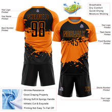 Charger l'image dans la galerie, Custom Bay Orange-Black Splash Color Block Sublimation Soccer Uniform Jersey