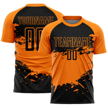 Charger l'image dans la galerie, Custom Bay Orange-Black Splash Color Block Sublimation Soccer Uniform Jersey