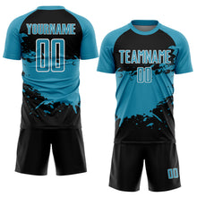Load image into Gallery viewer, Custom Panther Blue Black-White Splash Color Block Sublimation Soccer Uniform Jersey