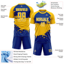 Charger l'image dans la galerie, Custom Yellow Royal-White Splash Color Block Sublimation Soccer Uniform Jersey
