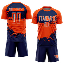 Charger l'image dans la galerie, Custom Orange Navy-White Splash Color Block Sublimation Soccer Uniform Jersey