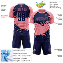 Загрузить изображение в средство просмотра галереи, Custom Medium Pink-Navy Splash Color Block Sublimation Soccer Uniform Jersey