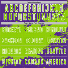 Charger l'image dans la galerie, Custom Neon Green Purple-White Splash Color Block Sublimation Soccer Uniform Jersey