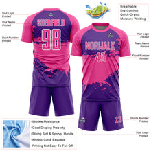 Charger l'image dans la galerie, Custom Pink Purple-White Splash Color Block Sublimation Soccer Uniform Jersey