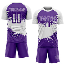 Charger l'image dans la galerie, Custom White-Purple Splash Color Block Sublimation Soccer Uniform Jersey