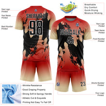 Charger l'image dans la galerie, Custom Red Black Cream-White Gradient Splash Sublimation Soccer Uniform Jersey