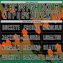 Charger l'image dans la galerie, Custom Kelly Green Black Orange-White Gradient Splash Sublimation Soccer Uniform Jersey