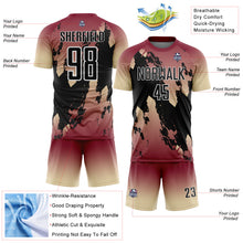Charger l'image dans la galerie, Custom Crimson Black Cream-White Gradient Splash Sublimation Soccer Uniform Jersey