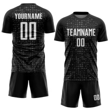 Charger l'image dans la galerie, Custom Black White-Steel Gray Digital Geometric Fragment Speckles Sublimation Soccer Uniform Jersey