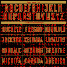 Charger l'image dans la galerie, Custom Black Red-Old Gold Digital Geometric Fragment Speckles Sublimation Soccer Uniform Jersey