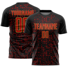 Charger l'image dans la galerie, Custom Black Red-Old Gold Digital Geometric Fragment Speckles Sublimation Soccer Uniform Jersey