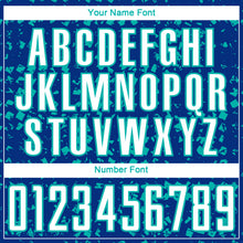 Load image into Gallery viewer, Custom Royal White-Aqua Digital Geometric Fragment Speckles Sublimation Soccer Uniform Jersey