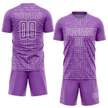 Load image into Gallery viewer, Custom Medium Purple White-Light Purple Digital Geometric Fragment Speckles Sublimation Soccer Uniform Jersey