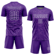 Загрузить изображение в средство просмотра галереи, Custom Purple White-Medium Purple Digital Geometric Fragment Speckles Sublimation Soccer Uniform Jersey