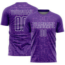 Загрузить изображение в средство просмотра галереи, Custom Purple White-Medium Purple Digital Geometric Fragment Speckles Sublimation Soccer Uniform Jersey