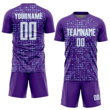 Загрузить изображение в средство просмотра галереи, Custom Purple White-Light Blue Digital Geometric Fragment Speckles Sublimation Soccer Uniform Jersey