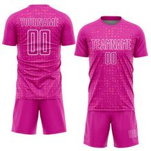Charger l'image dans la galerie, Custom Deep Pink White-Pink Digital Geometric Fragment Speckles Sublimation Soccer Uniform Jersey