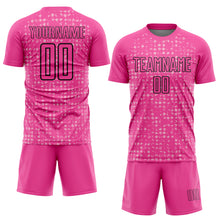 Load image into Gallery viewer, Custom Pink Black-Light Pink Digital Geometric Fragment Speckles Sublimation Soccer Uniform Jersey