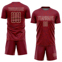 Laden Sie das Bild in den Galerie-Viewer, Custom Crimson Cream-Red Digital Geometric Fragment Speckles Sublimation Soccer Uniform Jersey