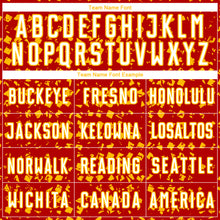 Загрузить изображение в средство просмотра галереи, Custom Red White-Gold Digital Geometric Fragment Speckles Sublimation Soccer Uniform Jersey