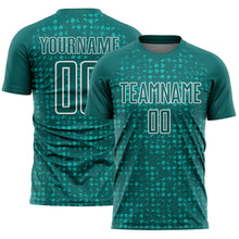 Загрузить изображение в средство просмотра галереи, Custom Teal White-Aqua Digital Geometric Fragment Speckles Sublimation Soccer Uniform Jersey