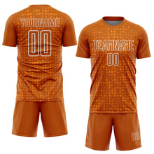 Загрузить изображение в средство просмотра галереи, Custom Texas Orange White-Bay Orange Digital Geometric Fragment Speckles Sublimation Soccer Uniform Jersey