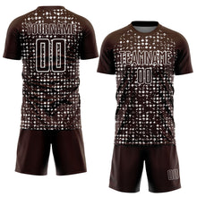 Load image into Gallery viewer, Custom Brown White Digital Geometric Fragment Speckles Sublimation Soccer Uniform Jersey