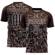 Load image into Gallery viewer, Custom Brown White Digital Geometric Fragment Speckles Sublimation Soccer Uniform Jersey