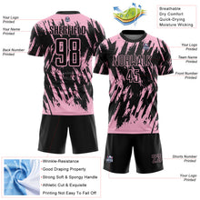 Charger l'image dans la galerie, Custom Black-Light Pink Splatter Torn Sharp Brush Stroke Sublimation Soccer Uniform Jersey