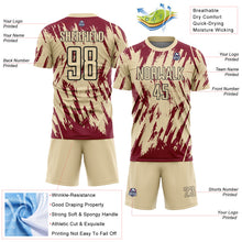 Загрузить изображение в средство просмотра галереи, Custom Cream Crimson-Black Splatter Torn Sharp Brush Stroke Sublimation Soccer Uniform Jersey