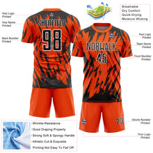 Load image into Gallery viewer, Custom Orange Black-White Splatter Torn Sharp Brush Stroke Sublimation Soccer Uniform Jersey