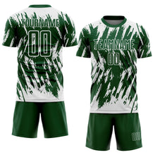 Загрузить изображение в средство просмотра галереи, Custom Green-White Splatter Torn Sharp Brush Stroke Sublimation Soccer Uniform Jersey