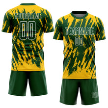 Загрузить изображение в средство просмотра галереи, Custom Green Yellow-White Splatter Torn Sharp Brush Stroke Sublimation Soccer Uniform Jersey