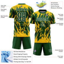 Загрузить изображение в средство просмотра галереи, Custom Green Yellow-White Splatter Torn Sharp Brush Stroke Sublimation Soccer Uniform Jersey