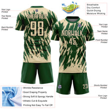Загрузить изображение в средство просмотра галереи, Custom Green Cream-Black Splatter Torn Sharp Brush Stroke Sublimation Soccer Uniform Jersey