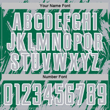 Load image into Gallery viewer, Custom Kelly Green Gray-White Splatter Torn Sharp Brush Stroke Sublimation Soccer Uniform Jersey