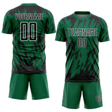 Load image into Gallery viewer, Custom Kelly Green Black-White Splatter Torn Sharp Brush Stroke Sublimation Soccer Uniform Jersey