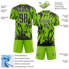 Загрузить изображение в средство просмотра галереи, Custom Neon Green Black-White Splatter Torn Sharp Brush Stroke Sublimation Soccer Uniform Jersey