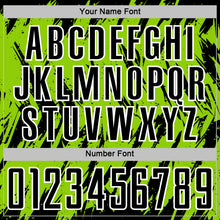 Загрузить изображение в средство просмотра галереи, Custom Neon Green Black-White Splatter Torn Sharp Brush Stroke Sublimation Soccer Uniform Jersey