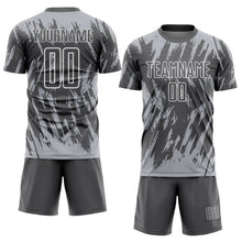 Load image into Gallery viewer, Custom Steel Gray Gray-White Splatter Torn Sharp Brush Stroke Sublimation Soccer Uniform Jersey