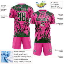 Загрузить изображение в средство просмотра галереи, Custom Pink Green-White Splatter Torn Sharp Brush Stroke Sublimation Soccer Uniform Jersey