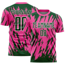 Загрузить изображение в средство просмотра галереи, Custom Pink Green-White Splatter Torn Sharp Brush Stroke Sublimation Soccer Uniform Jersey