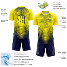 Charger l'image dans la galerie, Custom Light Yellow Navy Brasil Gradient Ripples Sublimation Soccer Uniform Jersey