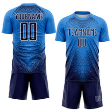 Charger l'image dans la galerie, Custom Powder Blue Navy-White Brasil Gradient Ripples Sublimation Soccer Uniform Jersey