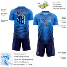 Charger l'image dans la galerie, Custom Powder Blue Navy-White Brasil Gradient Ripples Sublimation Soccer Uniform Jersey