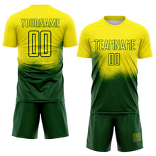 Charger l'image dans la galerie, Custom Light Yellow Green Brasil Spray Gradient Sublimation Soccer Uniform Jersey