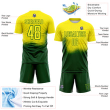Charger l'image dans la galerie, Custom Light Yellow Green Brasil Spray Gradient Sublimation Soccer Uniform Jersey