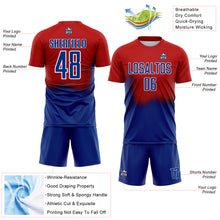 Load image into Gallery viewer, Custom Red Royal-White Brasil Spray Gradient Sublimation Soccer Uniform Jersey